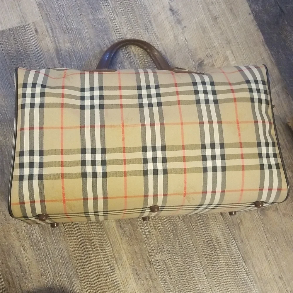 Burberry Nova Check Brown Leather Lock & Key Vintage Duffle Authentication Card